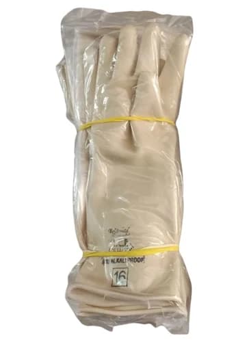 Krishweld White Rubber Acid Proof Gloves